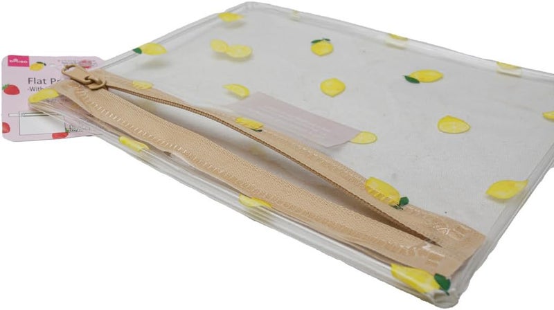 Daiso Flat Pouch with Handle - Fruit Print - Yellow - Image 3